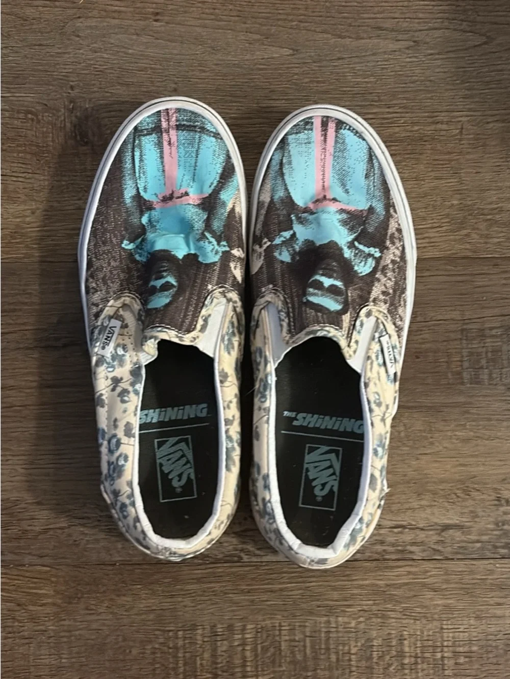 Vans Slip-On Sneakers with Blue and Pink Graphic